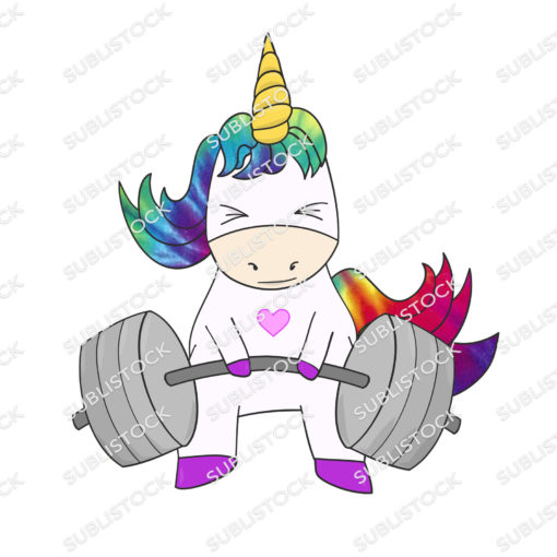 Rainbow Tye-Dye Powerlifting Unicorn with heart