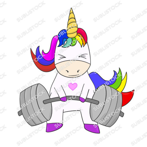 Rainbow Powerlifting Unicorn with heart